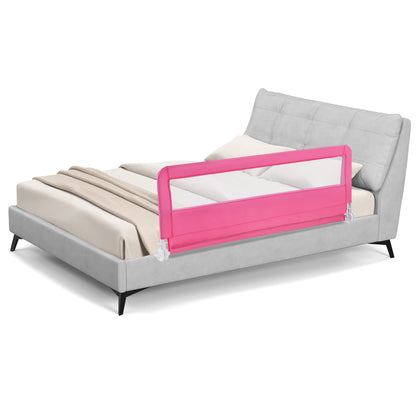 150CM Foldable Baby Bed Rail Guard with Washable Cover and Safety Strap-Pink