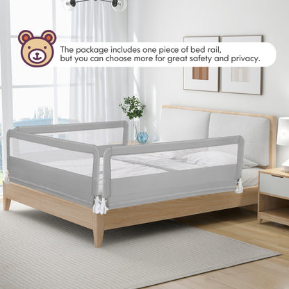 150CM Foldable Baby Bed Rail Guard with Washable Cover and Safety Strap-Silver