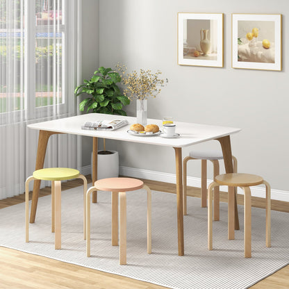 Bentwood Stacking Round Stools Set of 4 with Non-slip Foot Pads-Multicolor