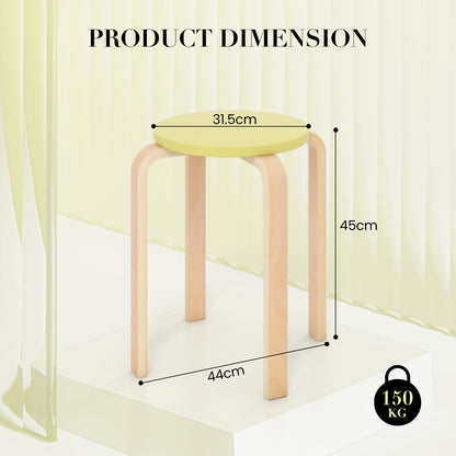 Bentwood Stacking Round Stools Set of 4 with Non-slip Foot Pads-Multicolor