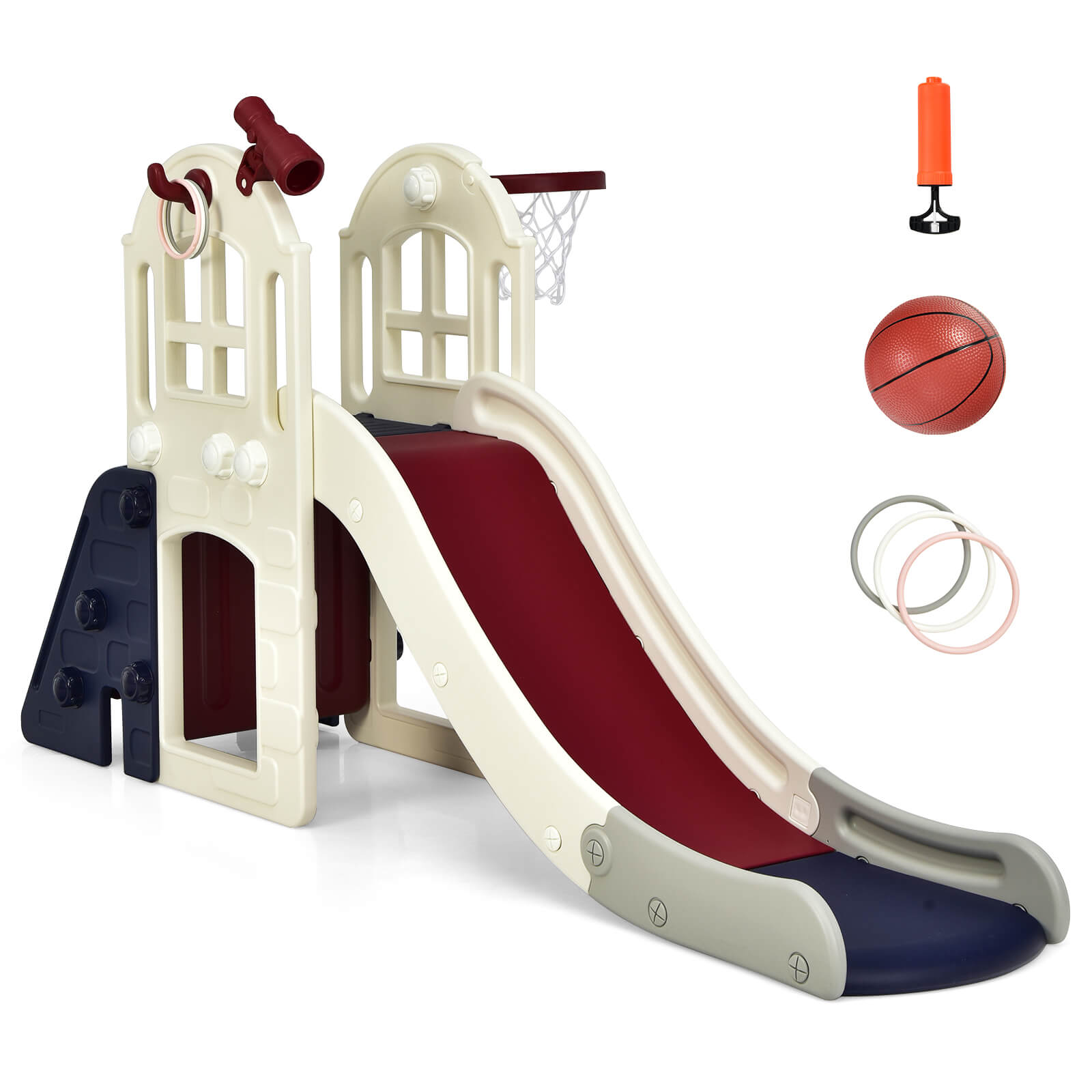 6-In-1 Toddler Climber Slide Playset-Blue
