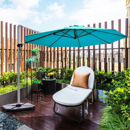 3.3m Patio Cantilever Umbrella with Tilting Adjustment and Cross base-Blue