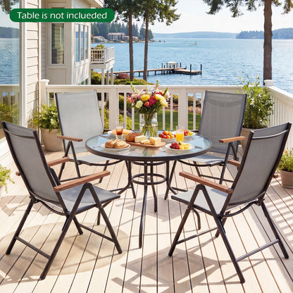 Breathable Fabric Folding Patio Chairs Set of 4-Grey