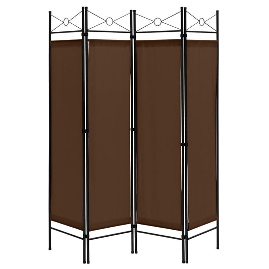 6 Feet 4-Panel Light Weight Room Divider with Polyester Cloth-Brown