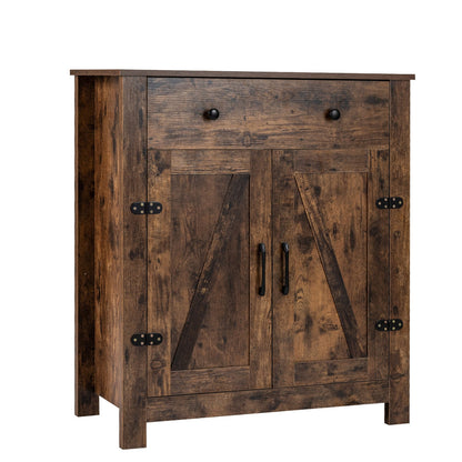 Buffet Cabinet 80 cm Farmhouse Side Board Cabinet with 5-Tier Adjustable Shelf-Rustic Brown