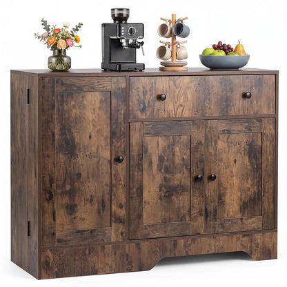 Buffet Cabinet with Storage with 3 Doors Drawers and Shelves-Rustic Brown