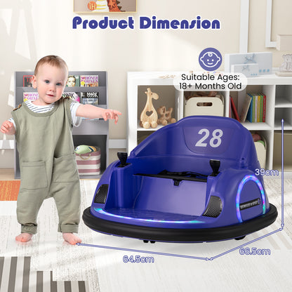 6V Kids Ride on Battery Powered Bumping Car with Flashing LED Lights-Purple