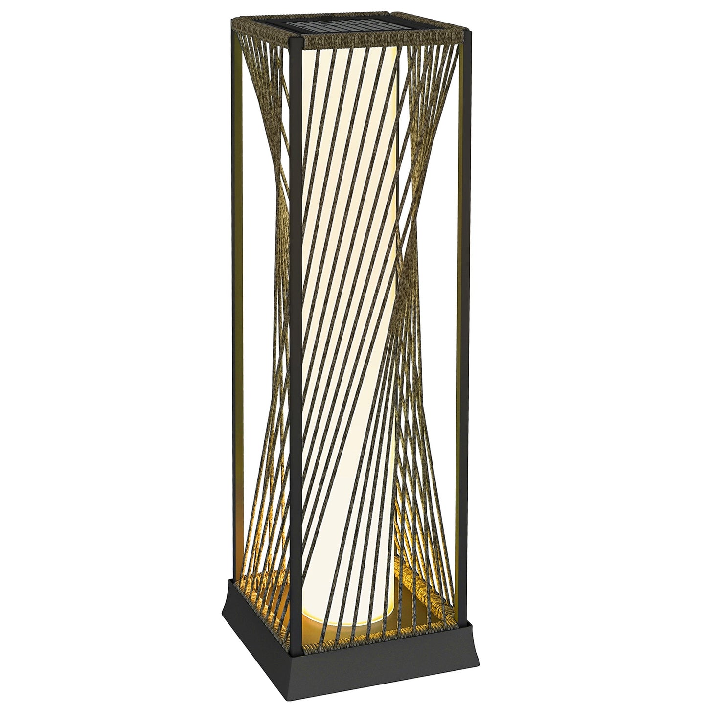 Outsunny Garden Rattan Lamp, 77 cm Tall Solar Rattan Floor Lamp, Solar Garden Light with Auto On/Off LED Lights, IP44 Waterproof for Outdoor, Porch, Pathway, Deck, Grey