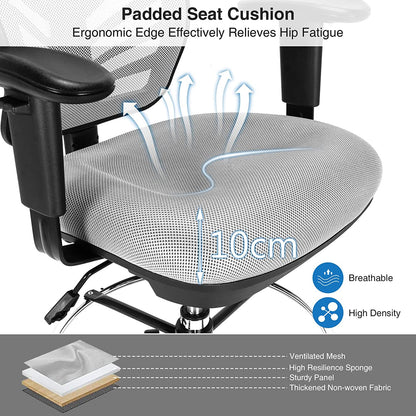 Mesh Drafting Chair with Adjustable Footrest-Grey