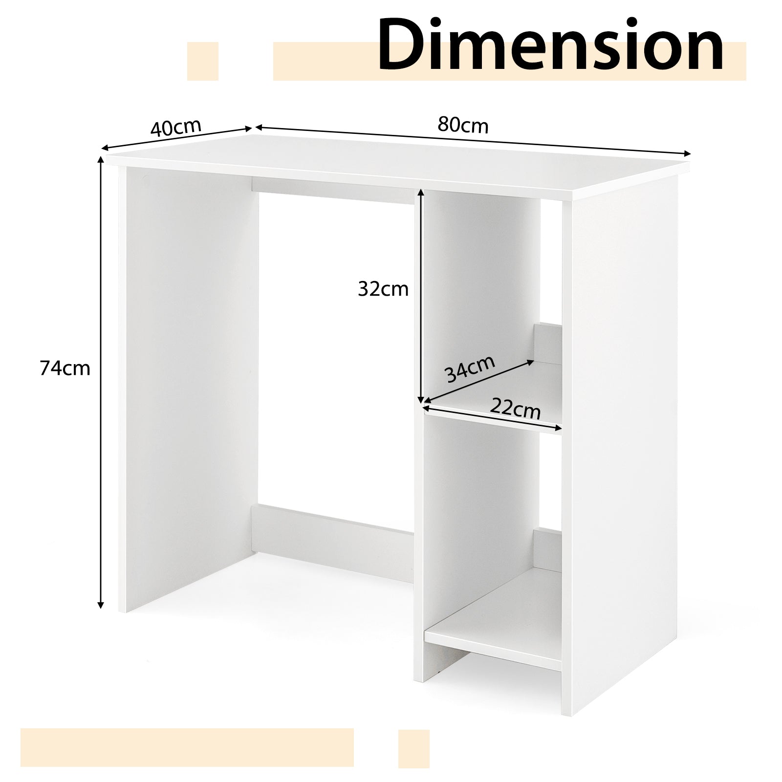 31.5 Inch Home Office Desk for Small Space-White