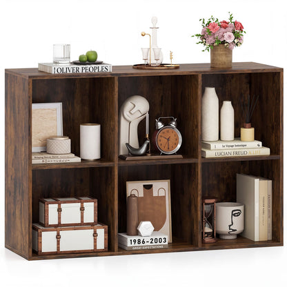 6-Cube Bookcase 3-Tier Storage Organizer with Anti-Tipping Kits for Living Room Study-Coffee