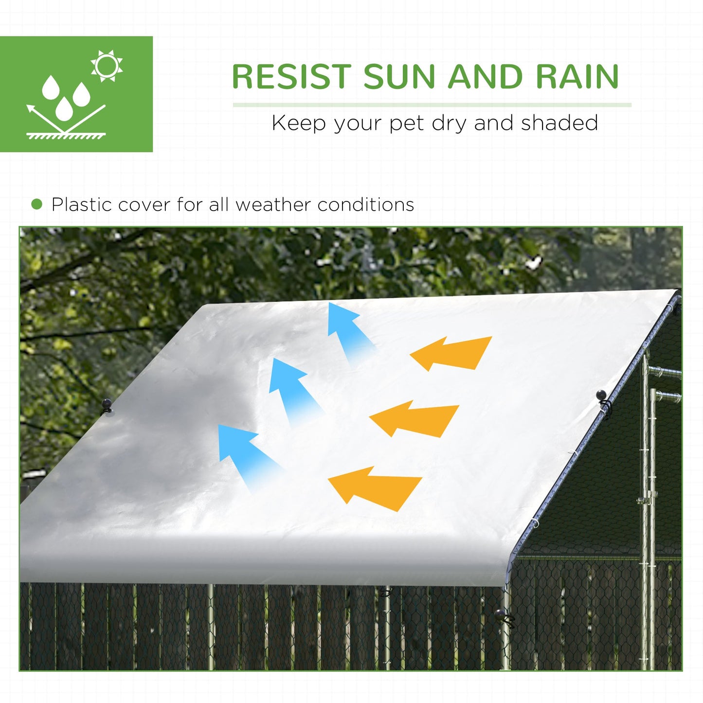 PawHut Large Chicken Coop, Galvanised Walk In Chicken Coop Hen House w/ Water-Resist Cover, 3 x 1.7 x 1.9m
