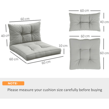 Outsunny 4-Piece Seat Cushions Back Pillows Replacement, Patio Chair Cushions Set for Indoor Outdoor, Light Grey