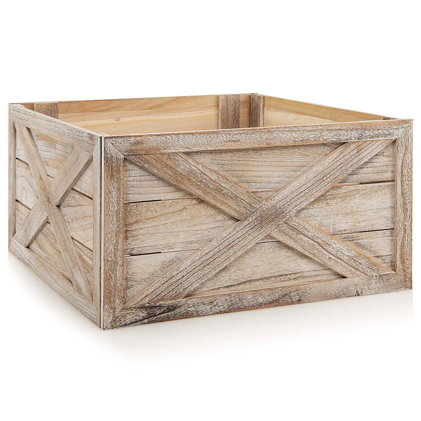 Christmas Tree Box Stand with Hook and Loop Fasteners-Brown-L