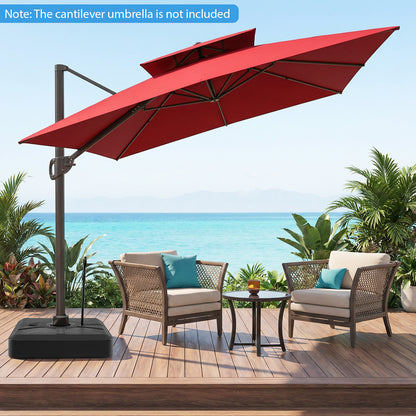 Cantilever Umbrella Base with Wheels and Retractable Pull Rod 150 kg Water and Sand-Black