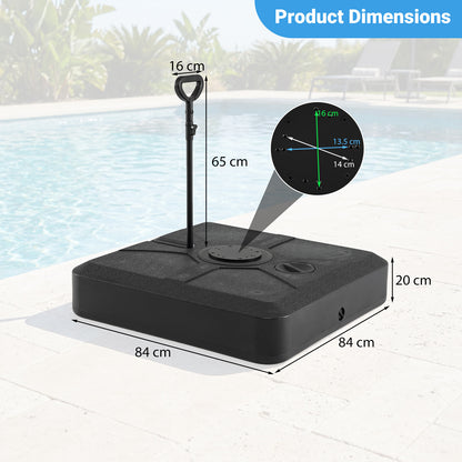 Cantilever Umbrella Base with Wheels and Retractable Pull Rod 150 kg Water and Sand-Black