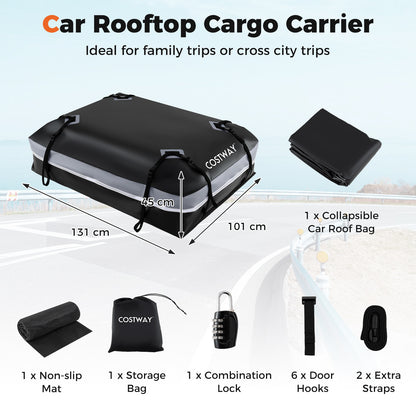 Car Rooftop Cargo Carrier Waterproof Heavy-Duty PVC Roof Bag Storage Bag-Grey-L
