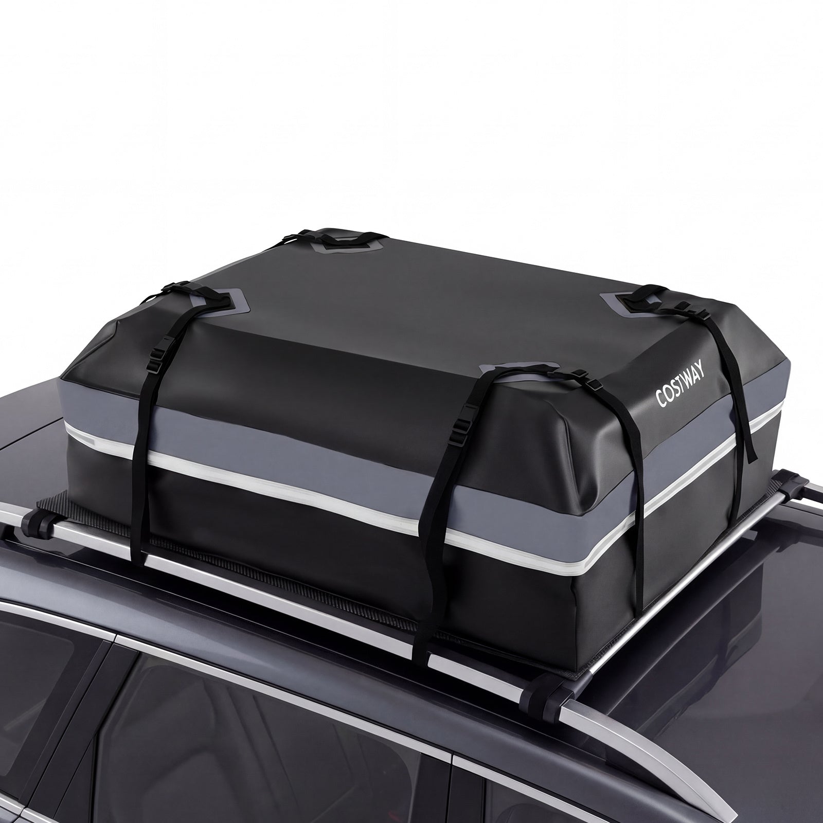 Car Rooftop Cargo Carrier Waterproof Heavy-Duty PVC Roof Bag Storage Bag-Grey-M