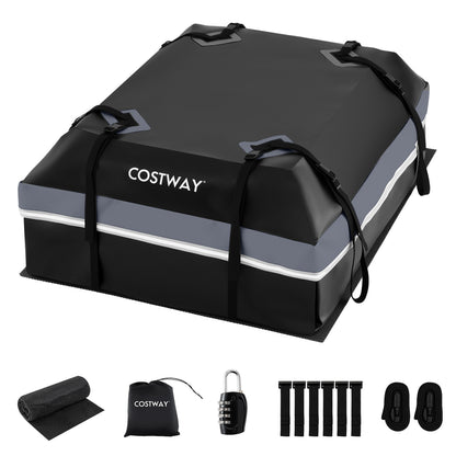 Car Rooftop Cargo Carrier Waterproof Heavy-Duty PVC Roof Bag Storage Bag-Grey-M