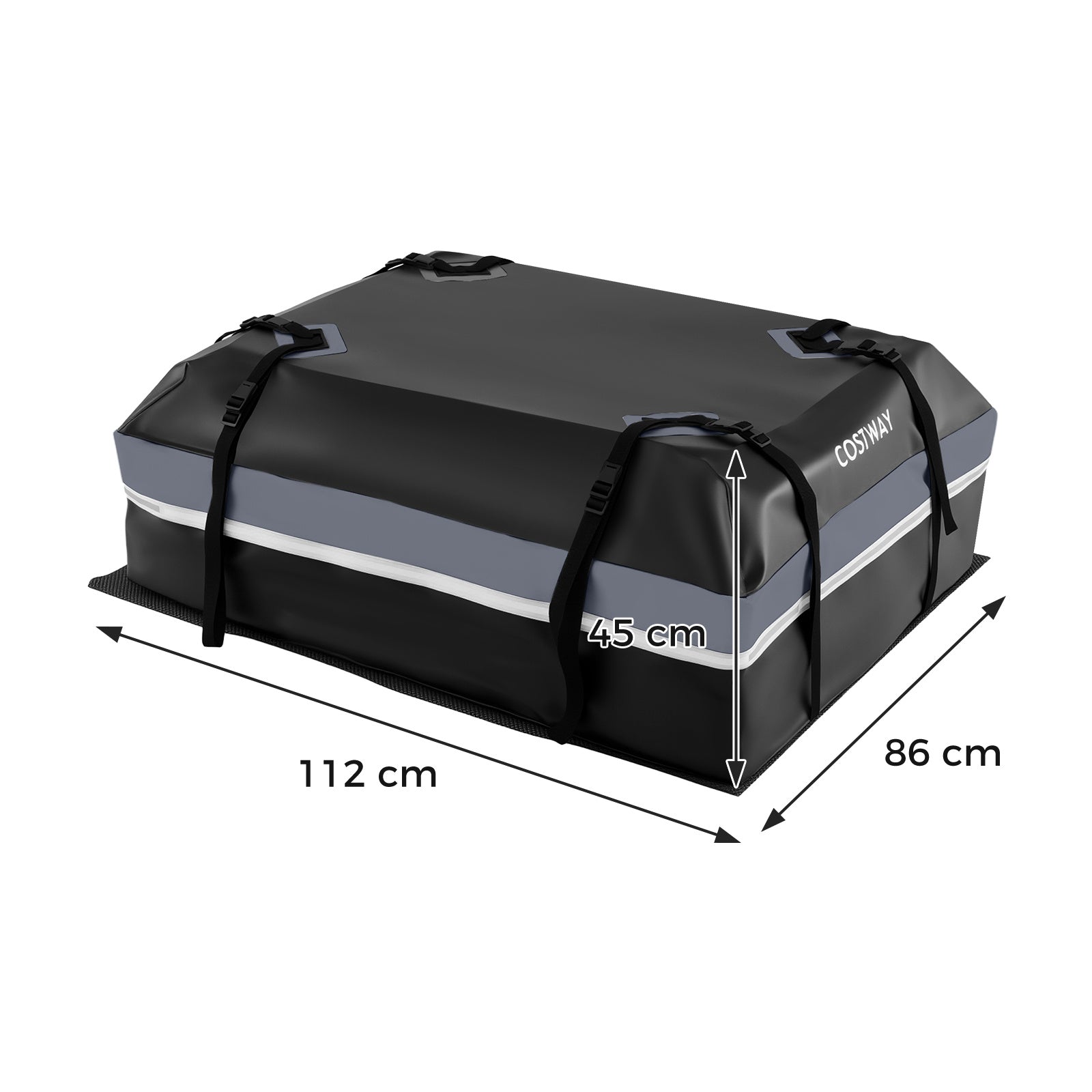 Car Rooftop Cargo Carrier Waterproof Heavy-Duty PVC Roof Bag Storage Bag-Grey-M