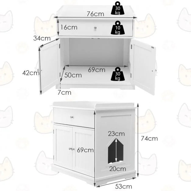 Cat Furniture with Cat litter box enclosure Semi-auto Open-top Cat Litter Box and 179cm Cat Tree