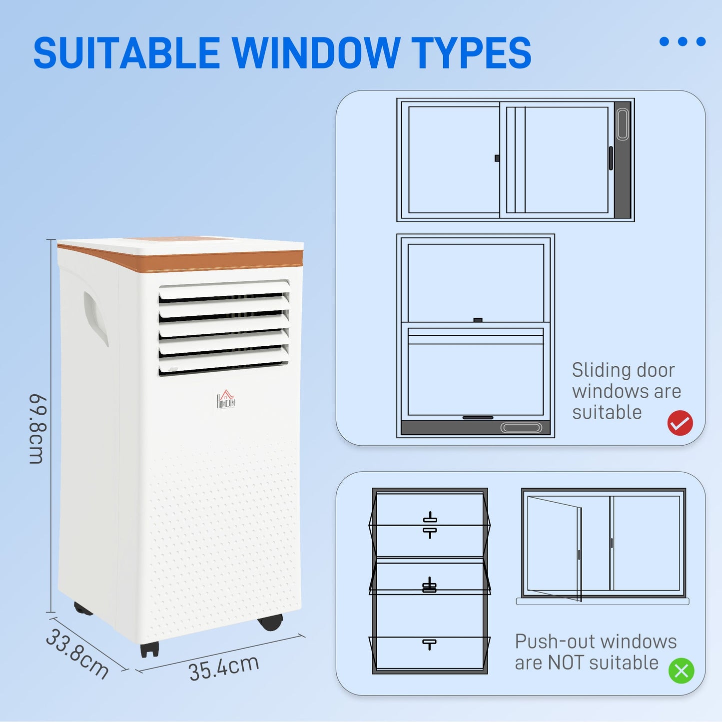 HOMCOM Portable Air Conditioner 7000 BTU, 4-in-1 Mobile Air Conditioning Unit with Cooling, Fan, Dehumidifier & Sleep Mode, LED Display, Remote Control, 24H Timer, Window Kit for Rooms up to 26_