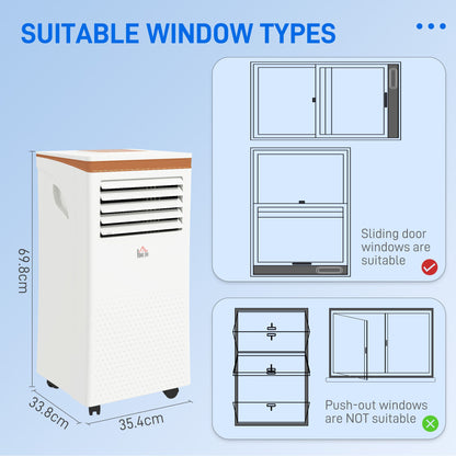 HOMCOM Portable Air Conditioner 7000 BTU, 4-in-1 Mobile Air Conditioning Unit with Cooling, Fan, Dehumidifier & Sleep Mode, LED Display, Remote Control, 24H Timer, Window Kit for Rooms up to 26_