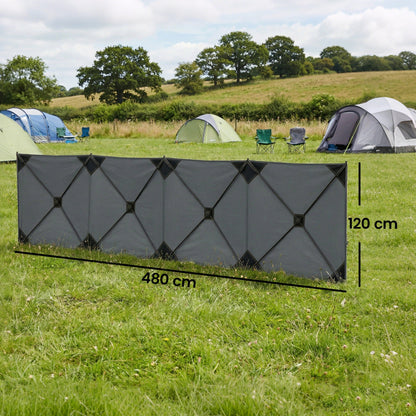 Outsunny Camping Windbreak Pop Up Windbreaker Blocker with Ropes Pegs for Beach Caravan Outdoor 480 x 120 cm
