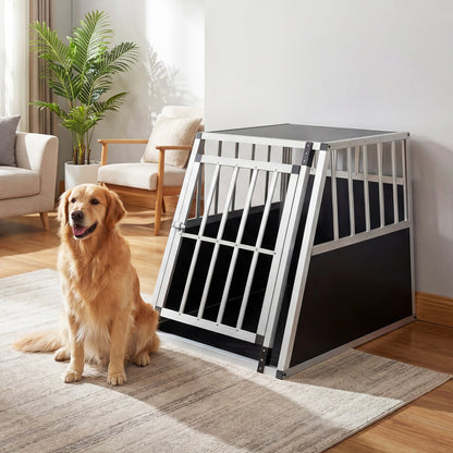 Chew Proof Dog Cage for Small Medium Dogs with Trapezoidal Design for Camping