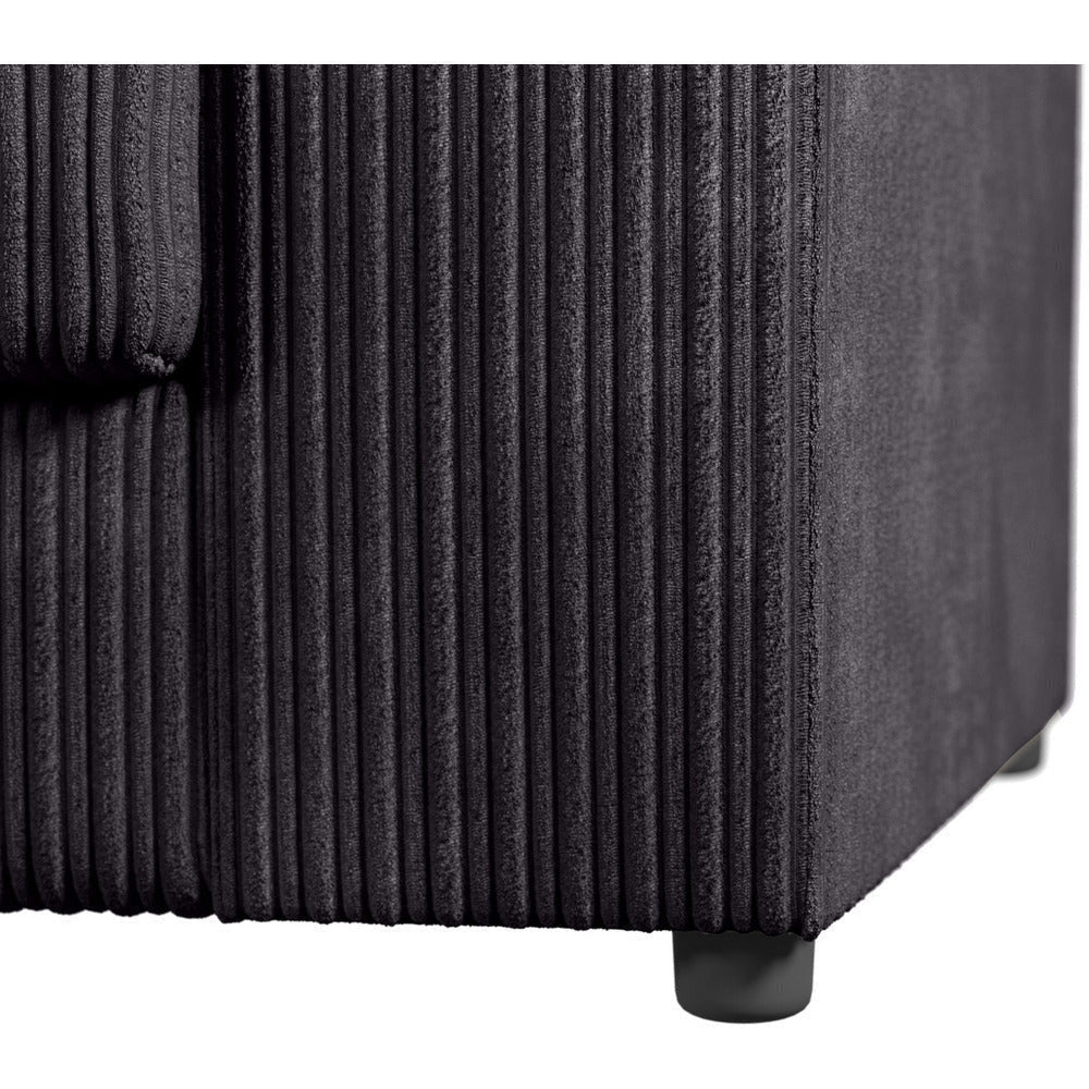 Chicago Jumbo Cord Full Back Black Corner Sofa