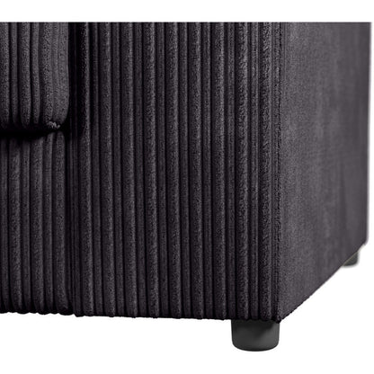 Chicago Jumbo Cord Full Back Black Corner Sofa