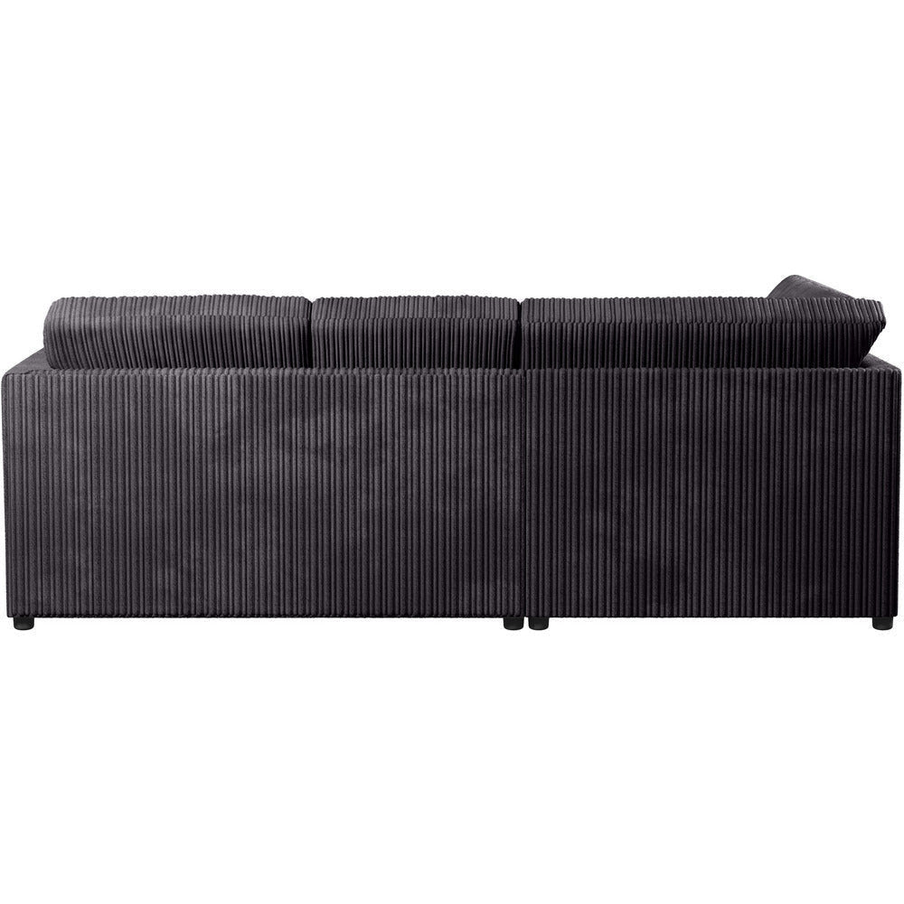 Chicago Jumbo Cord Full Back Black Corner Sofa