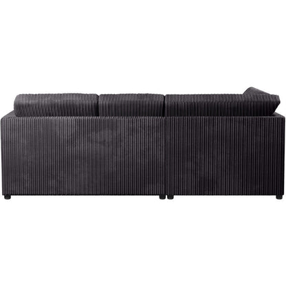 Chicago Jumbo Cord Full Back Black Corner Sofa