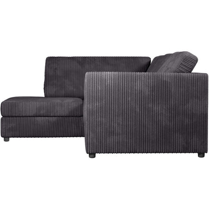 Chicago Jumbo Cord Full Back Black Corner Sofa