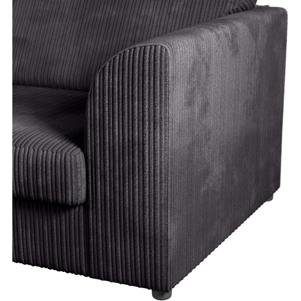 Chicago Jumbo Cord Full Back Black Corner Sofa