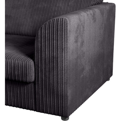Chicago Jumbo Cord Full Back Black Corner Sofa