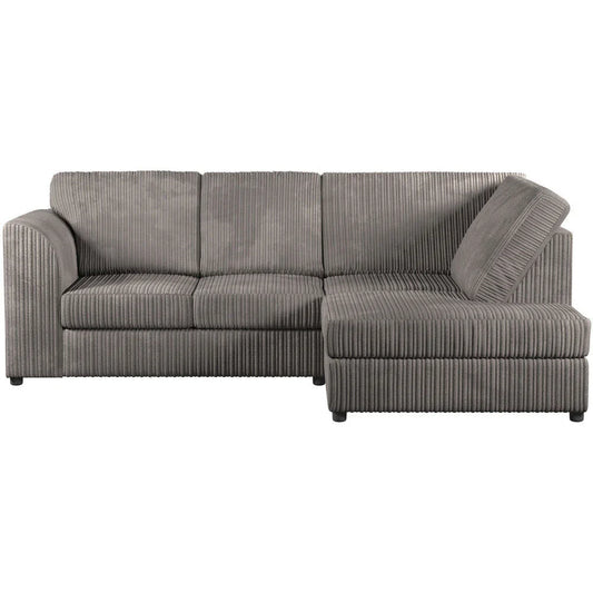 Chicago Jumbo Cord Full Back  Grey Corner Sofa