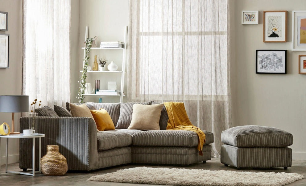 Chicago Jumbo Cord Black Corner Sofa