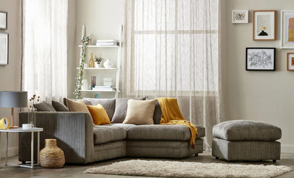 Chicago Jumbo Cord Black Corner Sofa