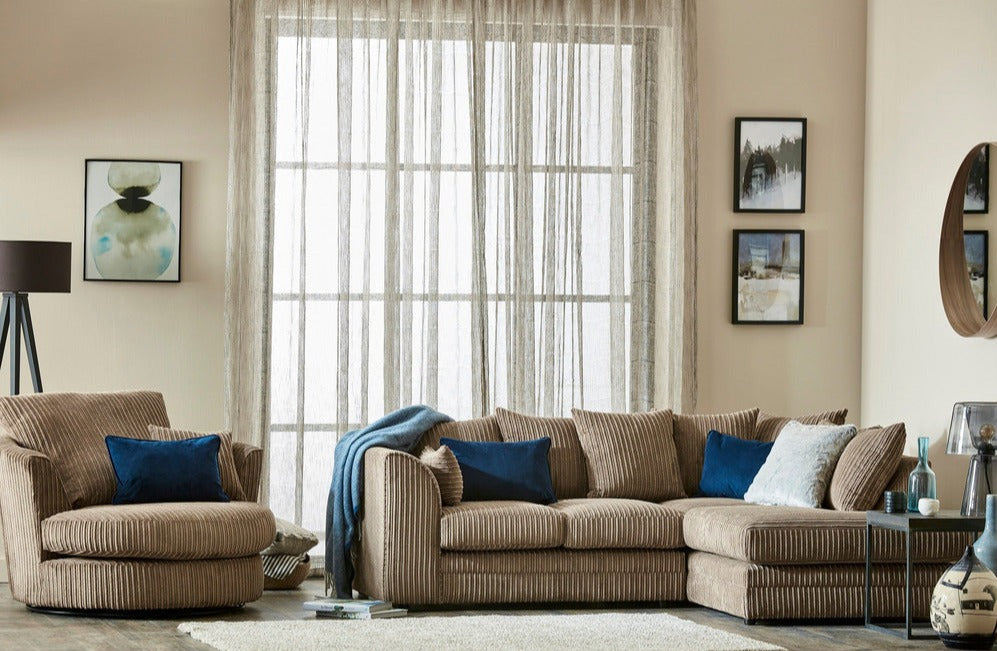Chicago Jumbo Cord Black Corner Sofa