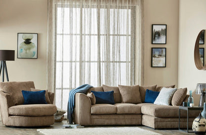Chicago Jumbo Cord Black Corner Sofa