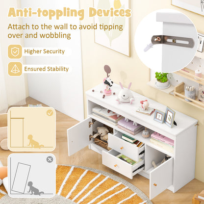 Wooden Kids Toy Children Bookshelf Storage Chest with Open Shelf-White