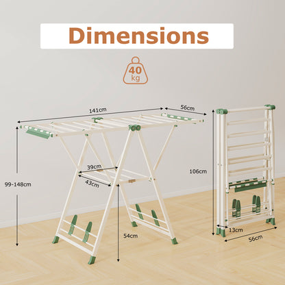 Clothes Drying Rack Foldable Laundry Drying Rack with 16 Drying Rails-Beige