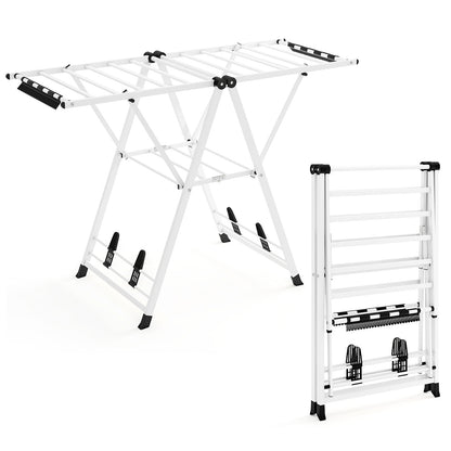 Clothes Drying Rack Foldable Laundry Drying Rack with 16 Drying Rails-White