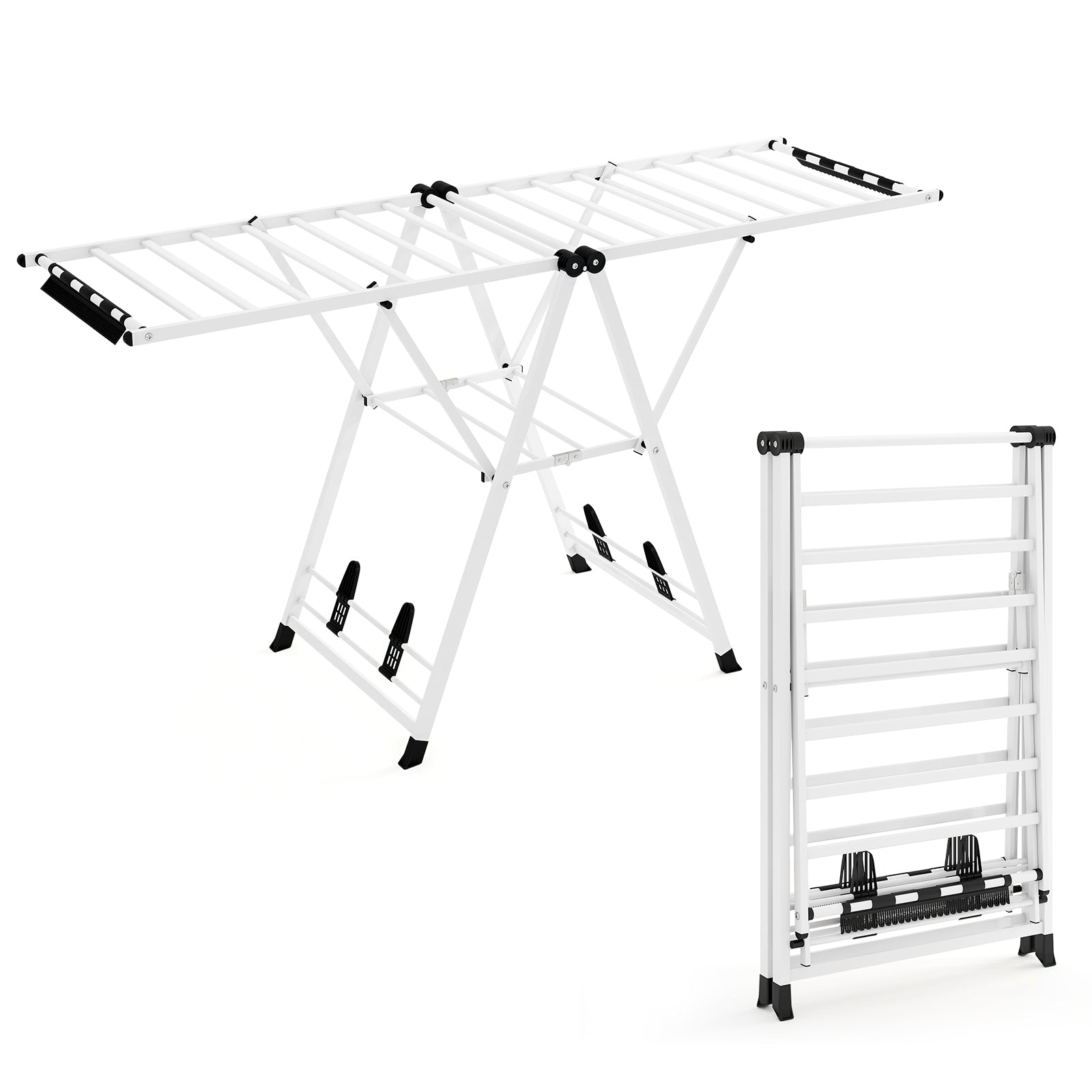 Clothes Drying Rack Foldable Metal Laundry Drying Rack-White