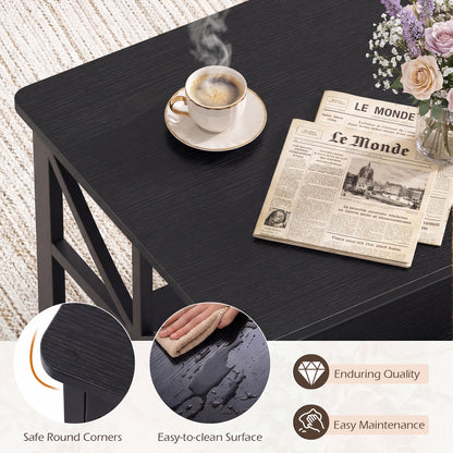 Coffee Table Industrial Farmhouse Accent Table with Open Storage Shelf-Black