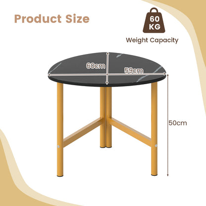 Coffee Table Triangle Center Table with Metal Legs Industrial Accent Sofa Table-Black