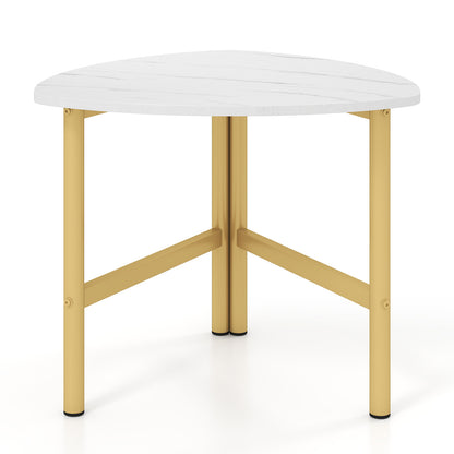 Coffee Table Triangle Center Table with Metal Legs Industrial Accent Sofa Table-White