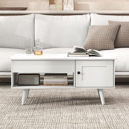 Lift Top Coffee Table with Storage Living Room Table with Hidden Compartment-White