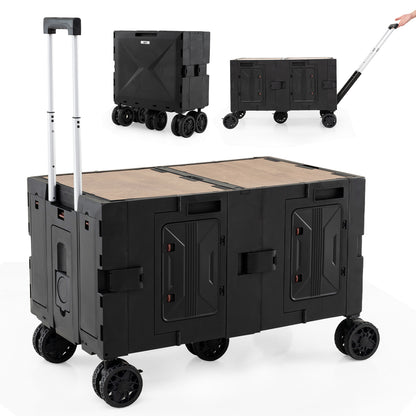 Collapsible Wagon Cart Foldable Utility Cart with Telescoping Handle-Black